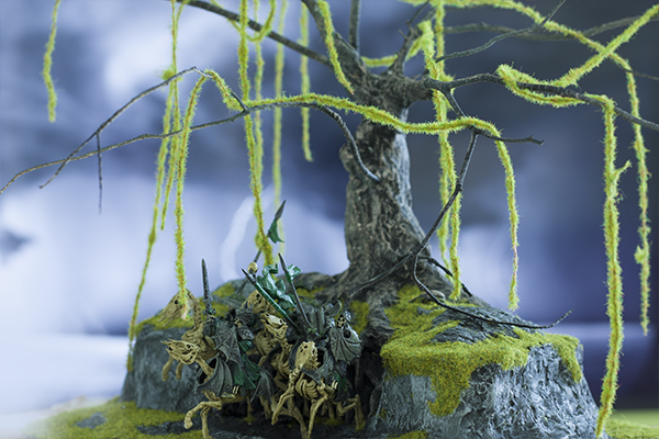 Guerriers squelettes,black knights warhammer decors arbre miniature